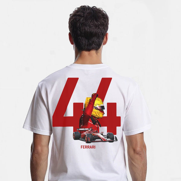 T-shirt F1 Ferrari Lewis Hamilton blanc de dos