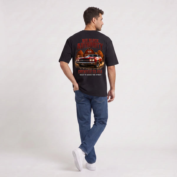 T-shirt Chevrolet Chevelle SS 454 Big Block Authority noir vu de dos