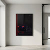 Poster Nissan Skyline GTR R34 Midnight Purple Tourismo encadré et présenté dans un intérieur contemporain
