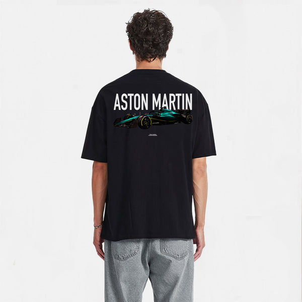t-shirt noirF1 aston martin noir et vert de dos