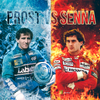 Toile Prost VS Senna accrochée au mur avec cadre noir, design dramatique opposant le Professeur et le Roi de São Paulo
