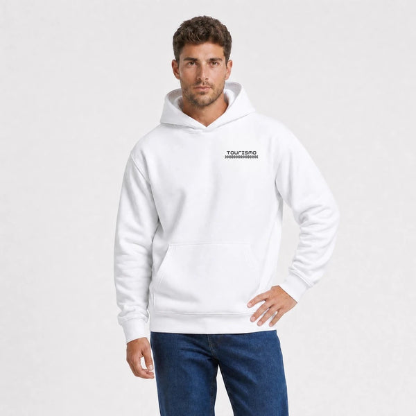 Sweat Bentley Blower The Art Of Adventure blanc vu de face en plan rapproché avec logo Tourismo
