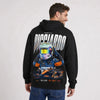 Sweat F1 Daniel Ricciardo Signature noir à capuche avec pilote et monoplace vus de dos