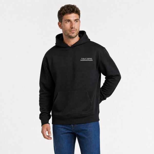 Sweat F1 Franco Colapinto Signature noir vu de face en plan rapproché avec logo Tourismo