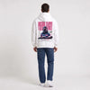 Sweat F1 Pierre Gasly blanc porté de dos en plan large avec grand print Signature