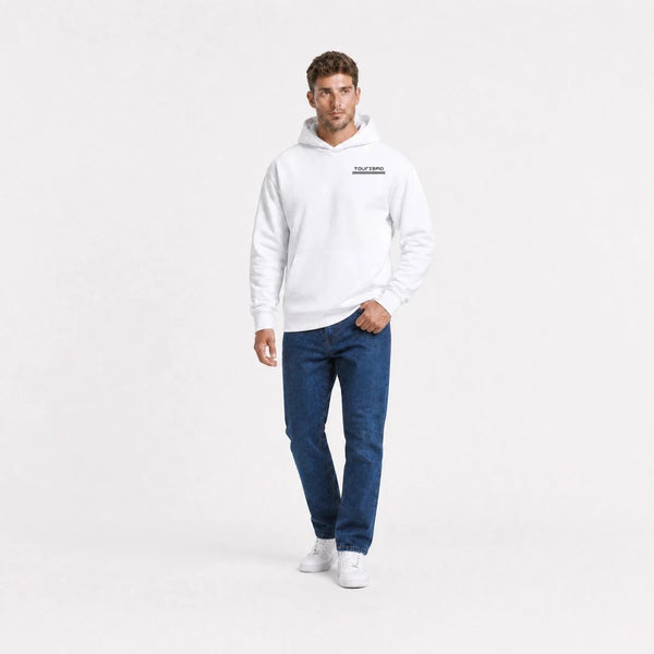 Sweat F1 Pierre Gasly Signature blanc vu de face en plan large avec logo Tourismo