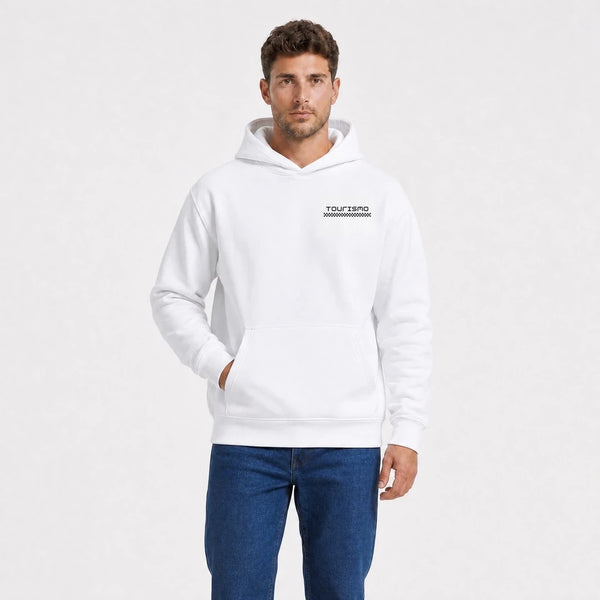 Sweat Ram Trx Built To Hit Hard blanc vu de face en plan rapproché avec logo Tourismo