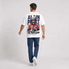 T-shirt F1 Alain Prost Légende blanc porté de dos en plan large