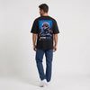 T-shirt F1 Franco Colapinto noir porté de dos en plan large avec print Signature
