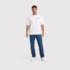 T-shirt Tesla Cybertruck Raw Future blanc vu de face en plan large avec logo Tourismo