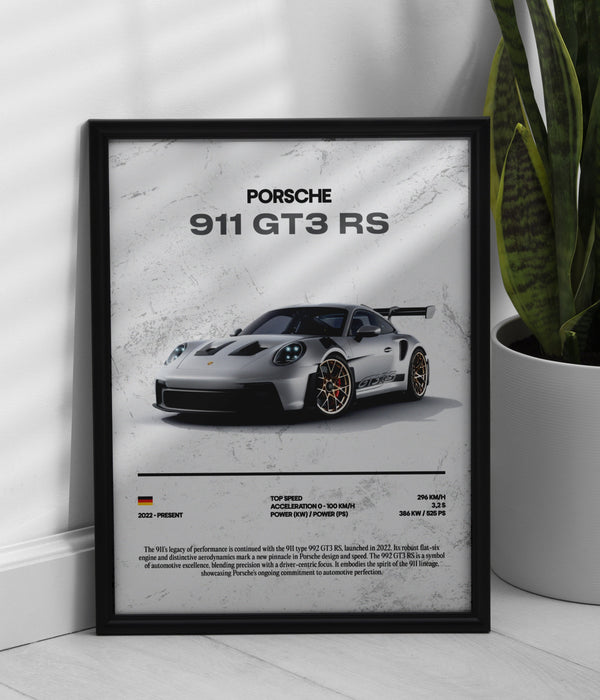 Poster avec cadre porsche GT3 rs
