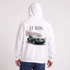 Sweat Jaguar D-Type Le Mans N°6 blanc porté de dos