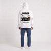 Sweat Chevrolet Chevelle SS 396 Street-Born Power blanc à capuche vu de dos