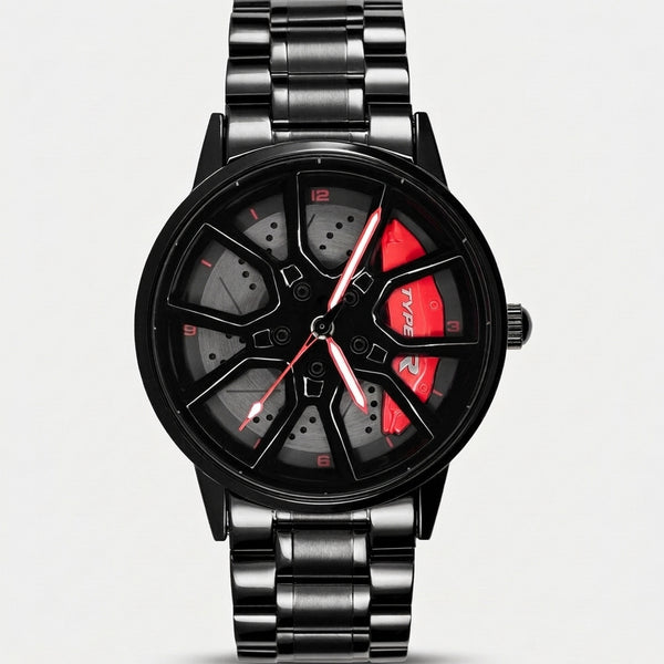 Honda Type R watch front view, 3D spinning wheel dial