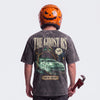 The Ghost RS washed black T-shirt worn from the back: ghost GT3 RS in a ghost train