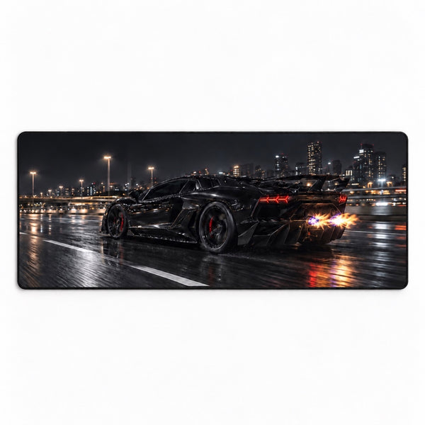 Black Lamborghini Aventador SVJ Mouse Mat — flat view of the mat.