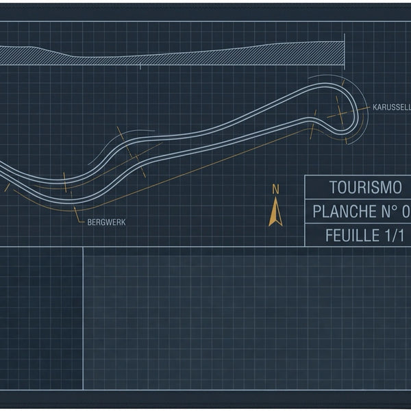 Mouse Pad Eifel Test Circuit Blueprint, close-up of the printed design
