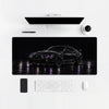 Mouse Pad BMW M4 Purple Lights, on a light desk with computer, keyboard and mouse