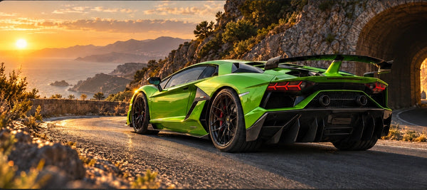 Mouse Pad Lamborghini Aventador SVJ Verde Mantis, close-up of the printed design