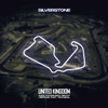 Toile canvas circuit F1 Silverstone Royaume-Uni en néon blanc, fond noir minimaliste, reproduction fidèle du tracé emblématique