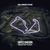Toile canvas circuit F1 Silverstone Royaume-Uni en néon blanc, fond noir minimaliste, reproduction fidèle du tracé emblématique
