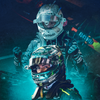 Illustration artistique Max Verstappen Héritage en Vitesse avec casque et effet lumineux vert