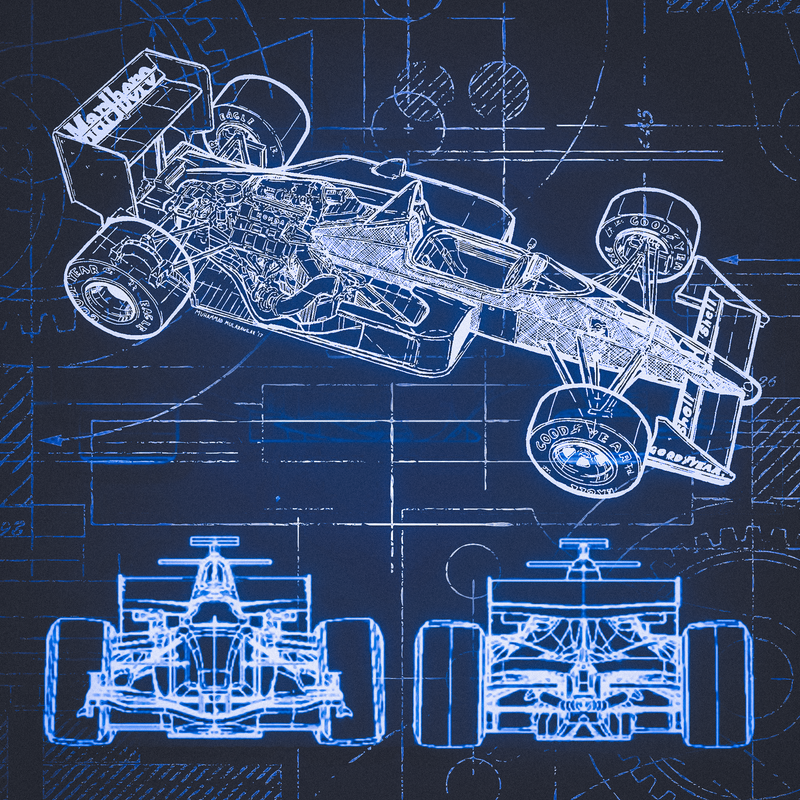 F1 Single-Seater Technical Blueprint Canvas, view 2