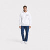 Sweat Datsun 510 blanc vu de face en plan large avec logo Tourismo