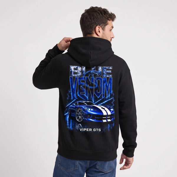 Sweat Dodge Viper GTS Blue Venom noir porté de dos
