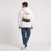 White Jaguar D-Type Le Mans N°6: Born for Le Mans hooded sweatshirt, back view