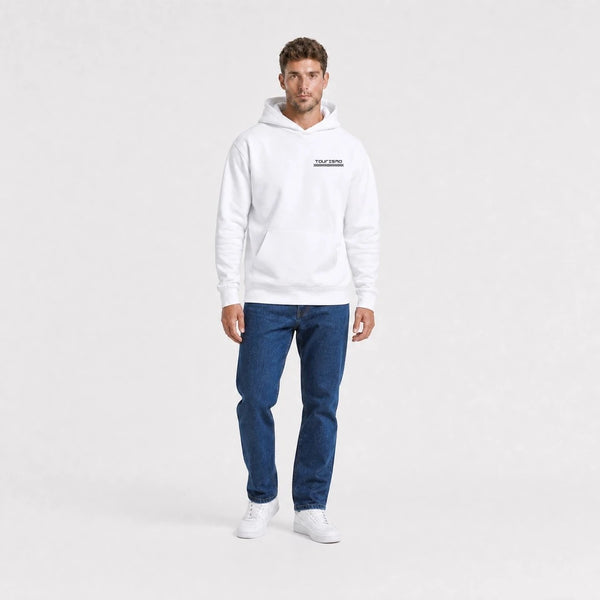 Sweat Jaguar F Type After Dark blanc vu de face en plan large avec logo Tourismo