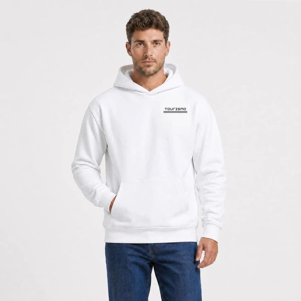 Sweat Jaguar F Type After Dark blanc vu de face en plan rapproché avec logo Tourismo