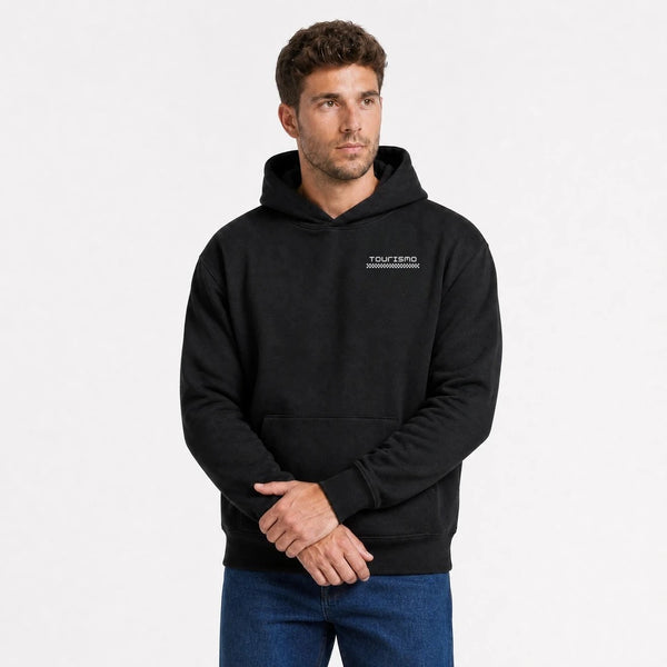 Sweat Jaguar F Type After Dark noir vu de face en plan rapproché avec logo Tourismo