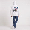 Sweat Lancia Delta Integrale blanc porté de dos en plan large
