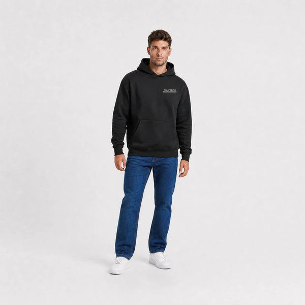 Sweat Lancia Delta Integrale noir vu de face en plan large avec logo Tourismo