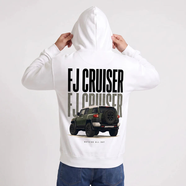 Sweat Toyota FJ Cruiser Outside All Day blanc porté de dos