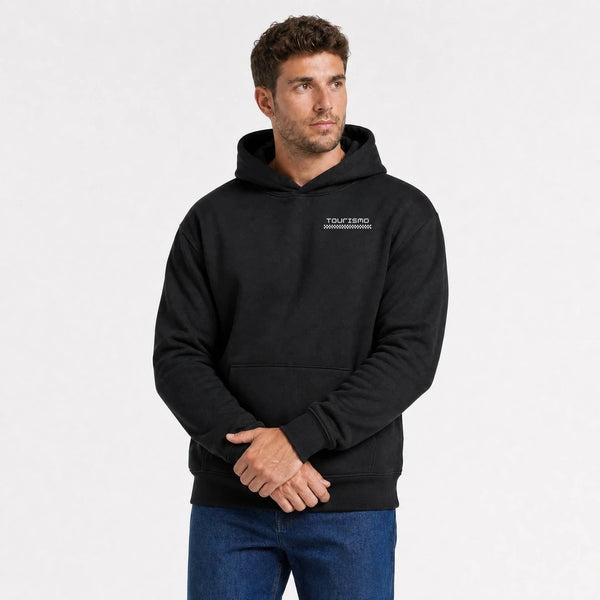 Sweat Toyota Fj Cruiser Outside All Day noir vu de face en plan rapproché avec logo Tourismo