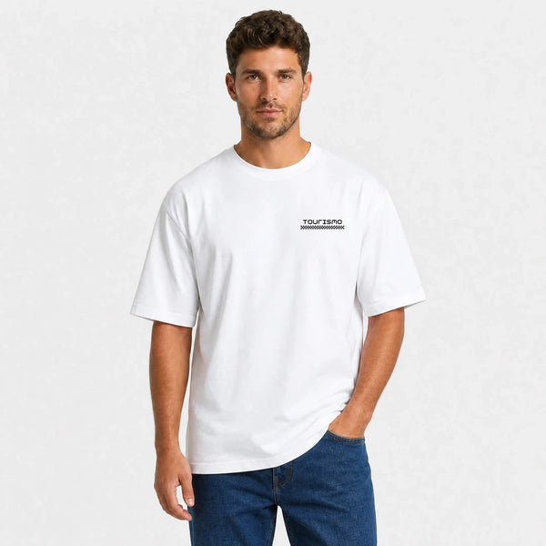 T-shirt Chevrolet Impala 1964 Original Street Elegance blanc vu de face en plan rapproché avec logo Tourismo