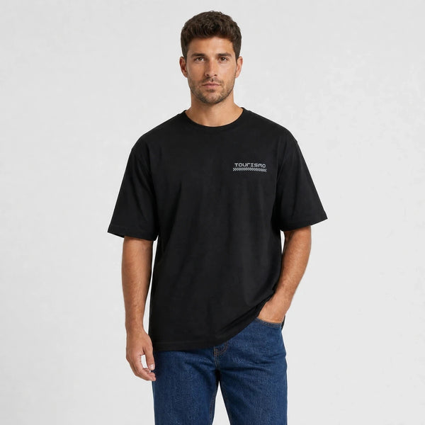 T-shirt Dodge Demon 170 Last Call noir vu de face en plan rapproché avec logo Tourismo