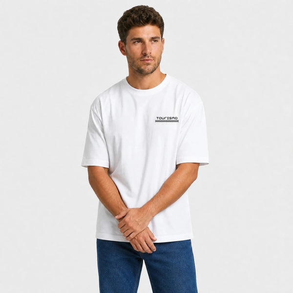T-shirt Jaguar F Type After Dark blanc vu de face en plan rapproché avec logo Tourismo